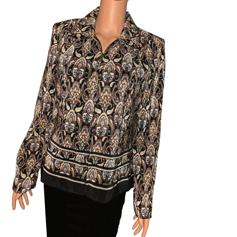 Madison Michelle Paisley Print Zip Up Lightweight‎ Jacket - Size M